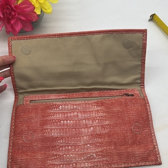 Live Love Loft Salmon Colored Clutch -  embossed. MCB2283D - Picture 2 of 7